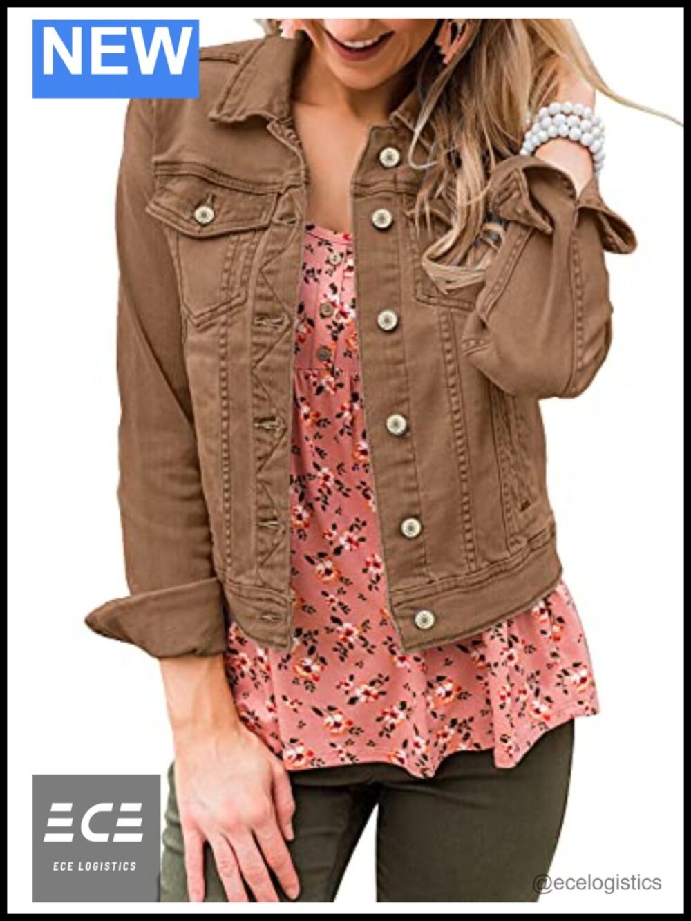 LookbookStore Classic Button Up Fitted Denim Jacket Women's